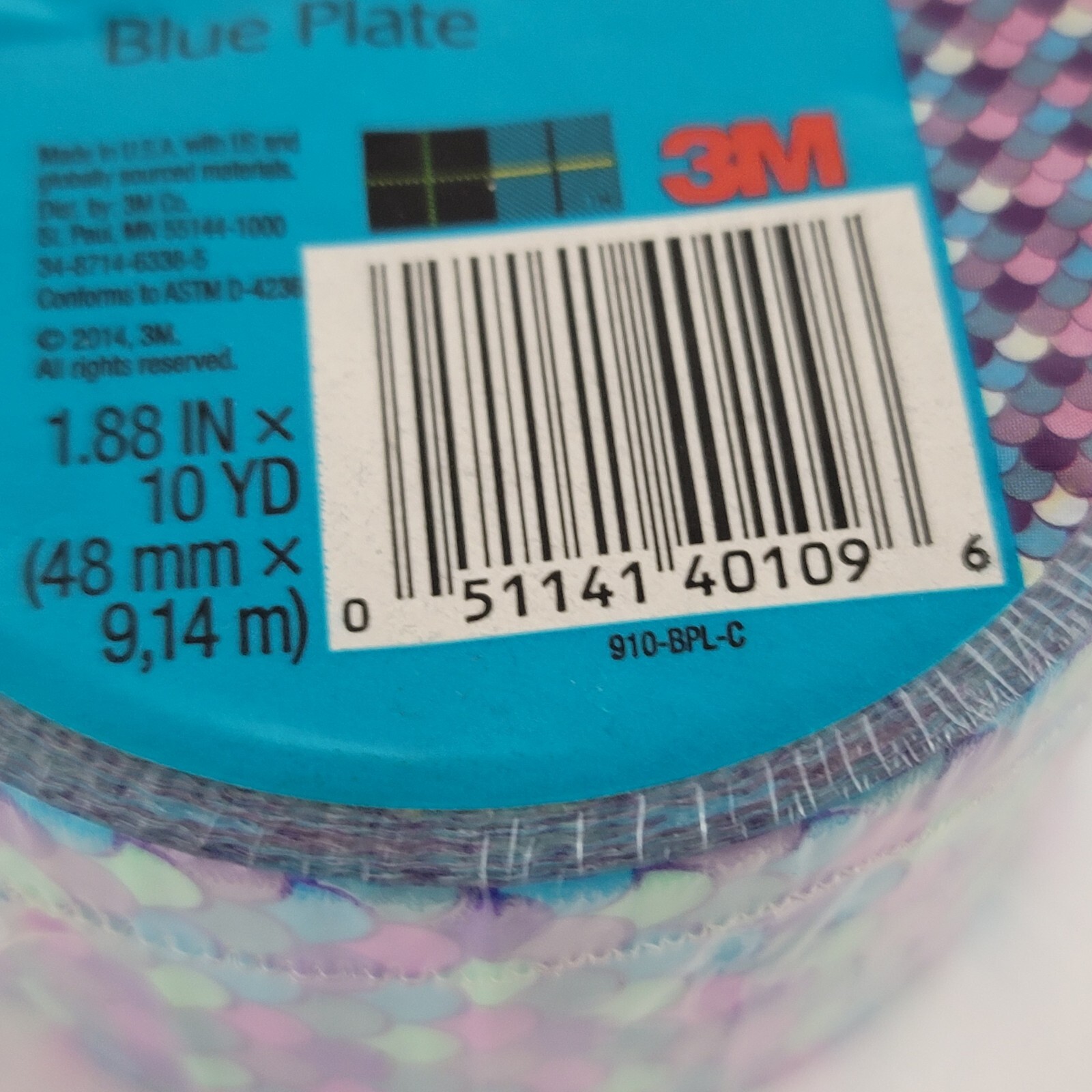 Scotch Pattern Duct Tape 1.88 Inch X 10 Yards (48mm × 9,14m) Blue Plate