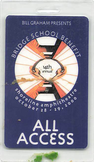 14th Annual Bridge School Benefit Backstage Pass Mountain View 2000 Blue All ...