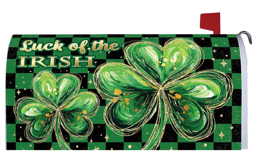 Checkered Shamrock Mailbox Cover