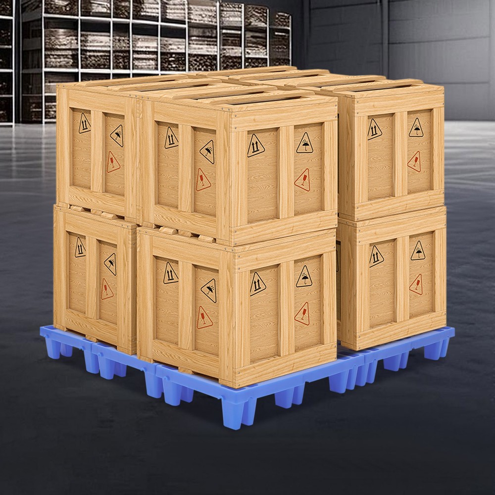 6-Pack Plastic Pallets 20x12x4in, 330lb Capacity Moisture Proof Stackable Pads~~