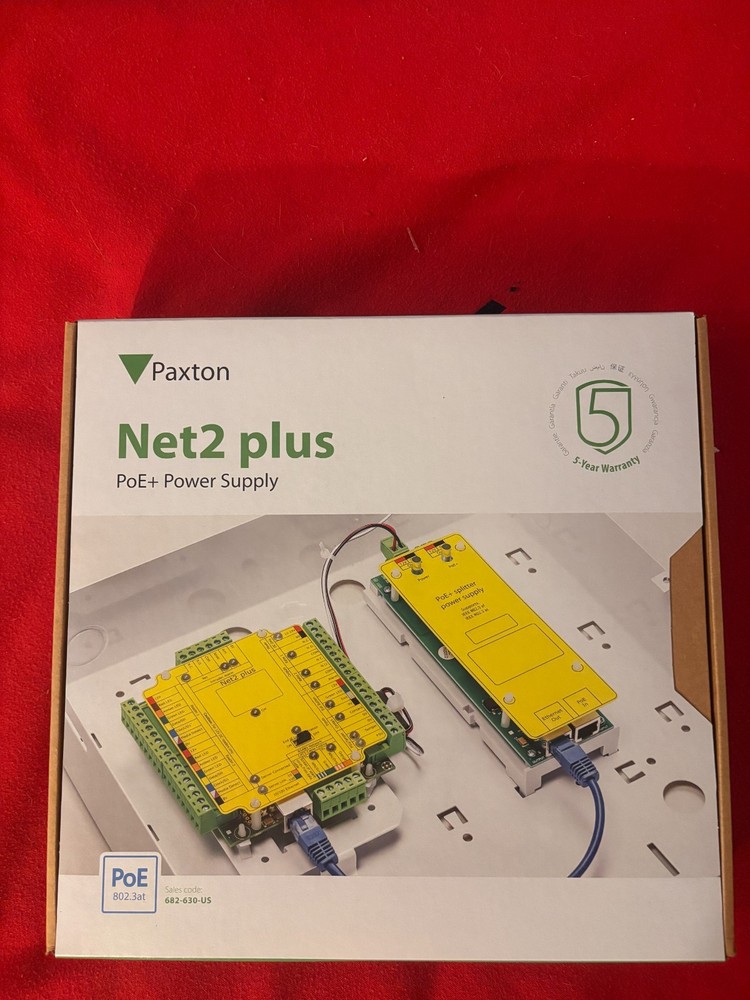Paxton Net2 Plus 682-630-US Controller,  POE+ Power supply and 1 reader Unopened