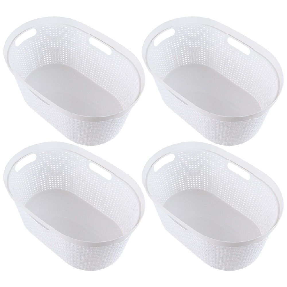 4 Pack Large Laundry Baskets, Plastic Hamper Laundry Basket, 40L, White