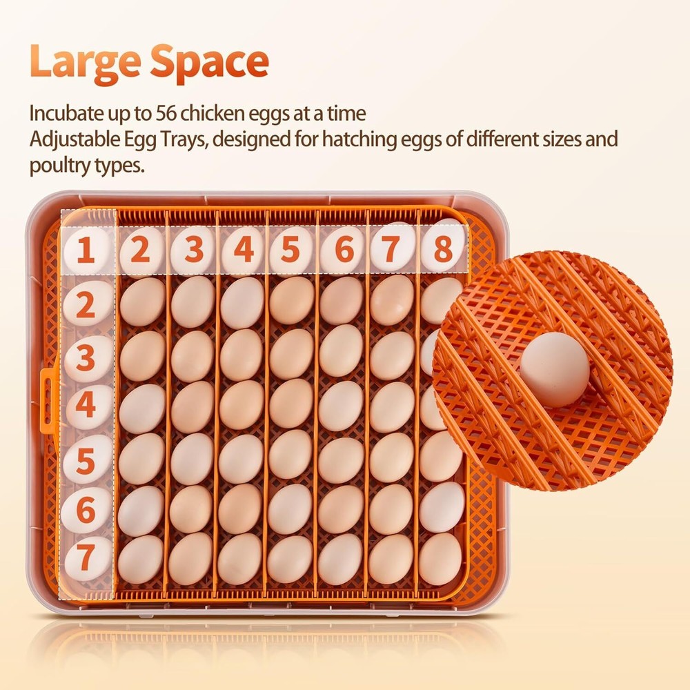 56 Egg Incubator with Automatic Egg Turning Egg Hatching Temp & Humidity Control