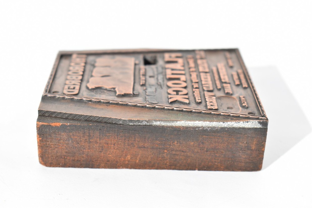 ANTIQUE PRINTER BLOCK ADVERTISING "THOROBRED" THREAD SPOOL SPRINGFIELD, MASS