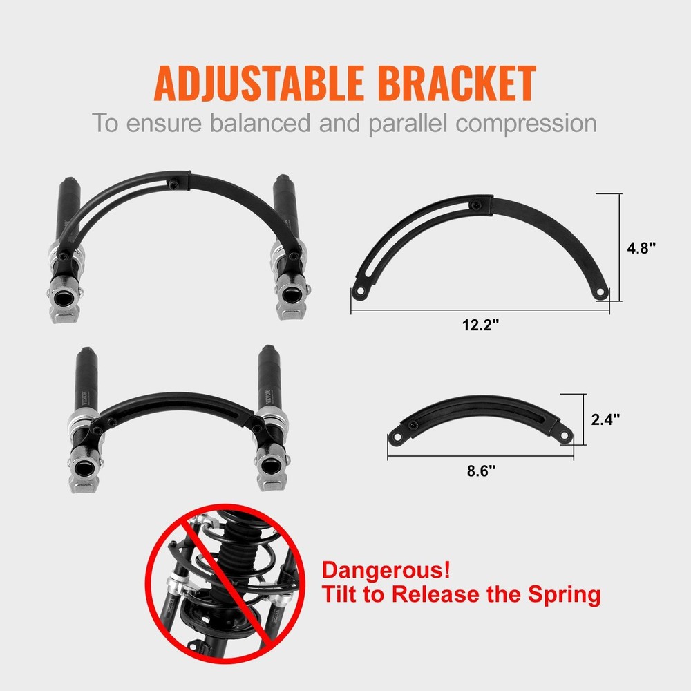 2pc 333lb Coil Spring Compressor & Safety Bracket & Carrying Case