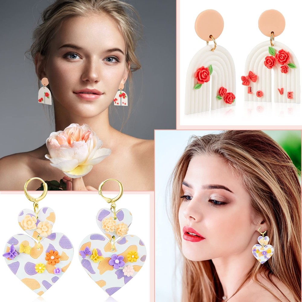 16 Pcs Spring Small Flower Polymer Clay Molds for Earring Making, Mini 3D Sil...