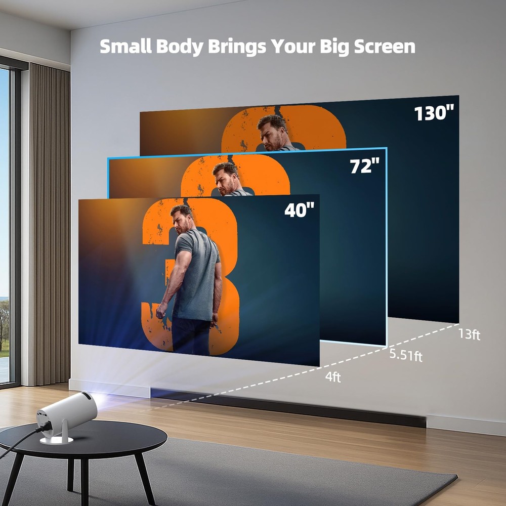 Mini Projector with WiFi and Bluetooth, Portable Projector Built-in Apps Supp...