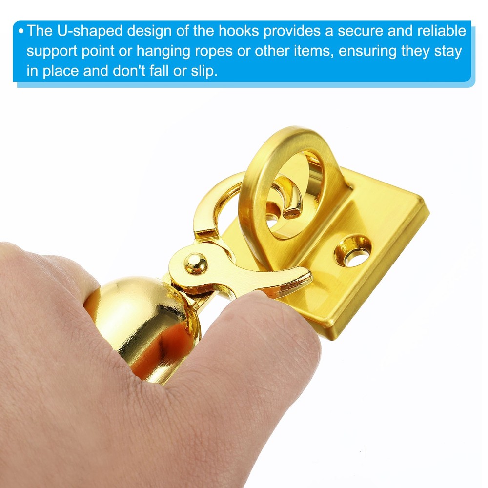 Pad Eye Plate U Hooks Ceiling Hook Wall Mount Loop for Hanging Ropes Golden