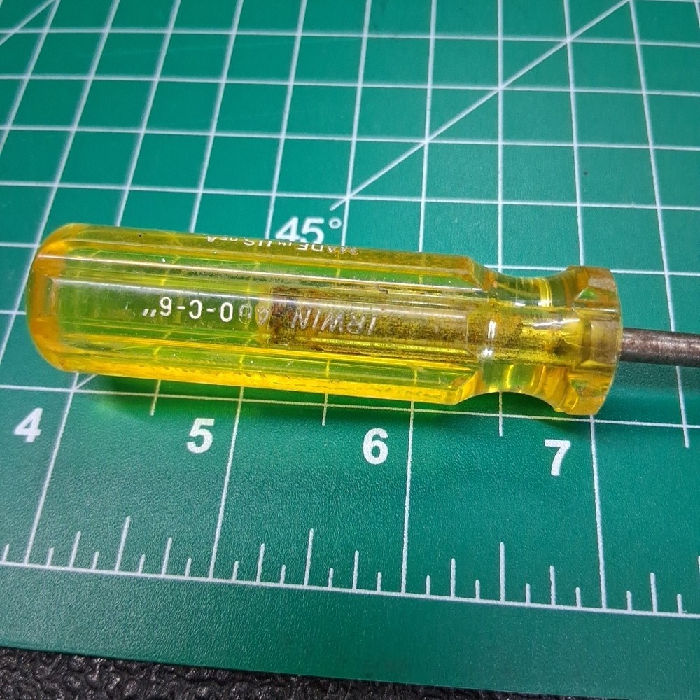 Irwin 400-C-6" Yellow Plastic Handle SLOTTED Flat Head Tip SCREWDRIVER