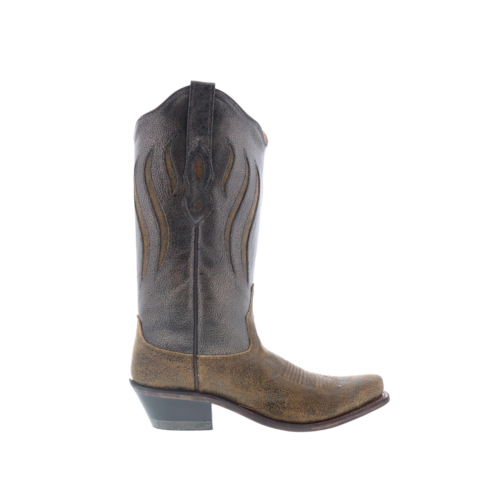 Jama Old West LF1524 Women's Brown Leather Slip-On Cowboy Boots