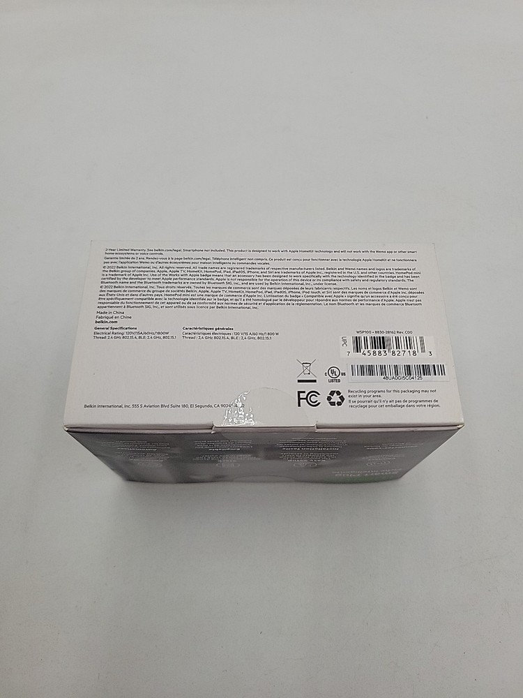 WeMo Smart Plug White Thread Bluetooth Apple HomeKit Easy Setup WSP100
