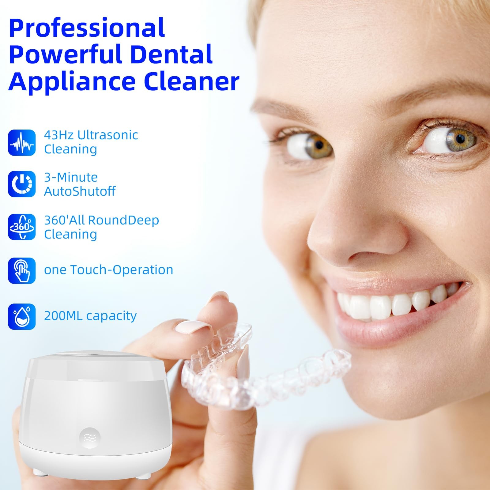 Ultrasonic Retainer Cleaner,Denture Cleaner Machine for Night Guard,Mouth Gua...