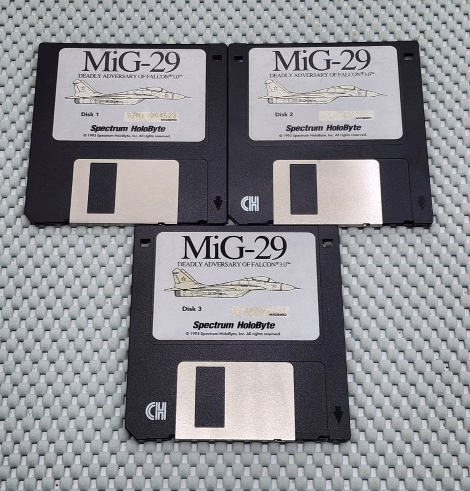 MIG-29 Spectrum HoloByte 3 Disk Set 3.5" Floppy Disk 1993