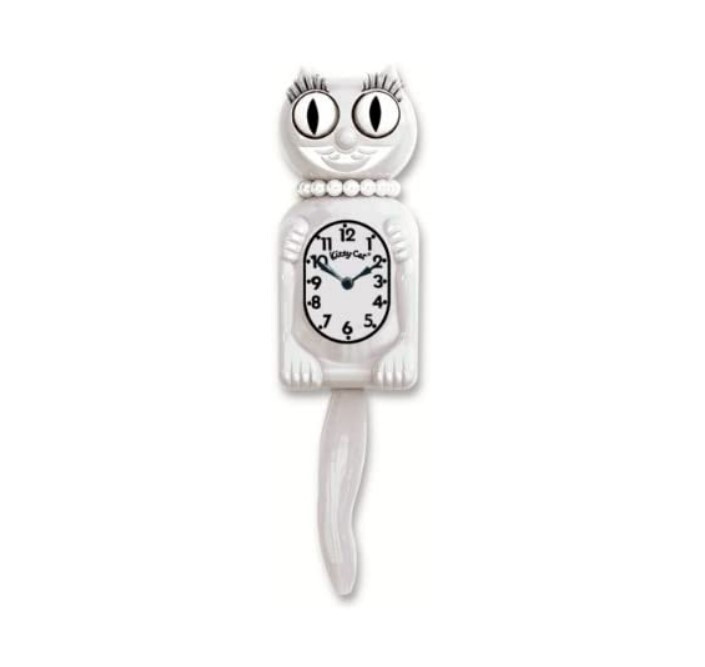 White MISS KITTY-CAT Kit-Cat Klock kat clock