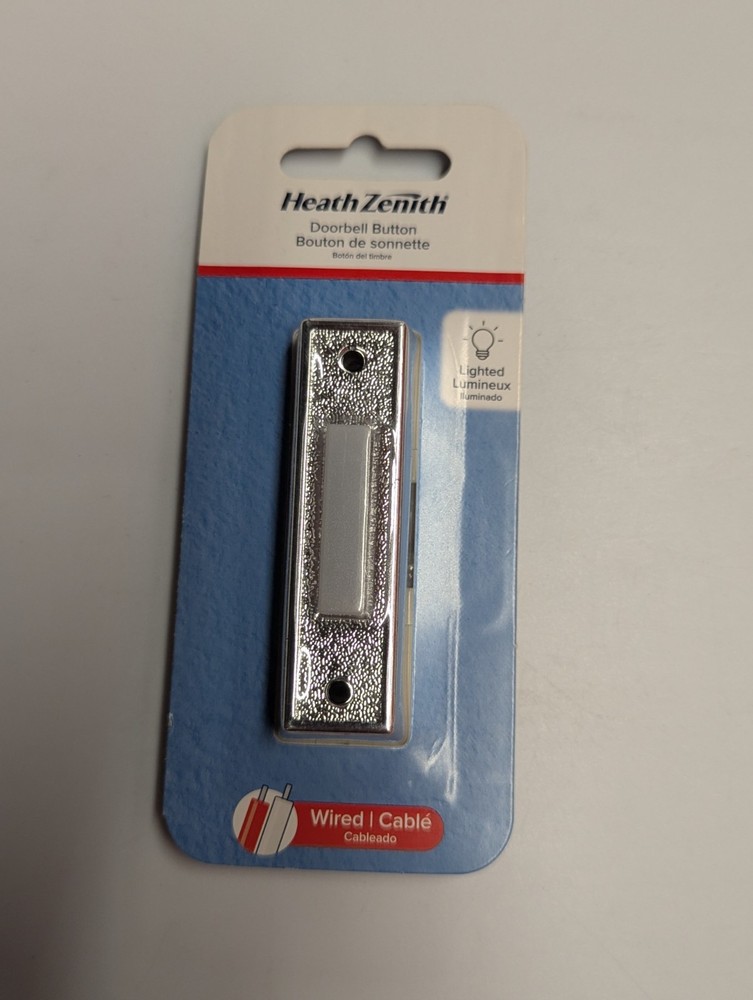 Heath Zenith Wired Silver Plastic LED Lighted Doorbell Push-Button 18000094