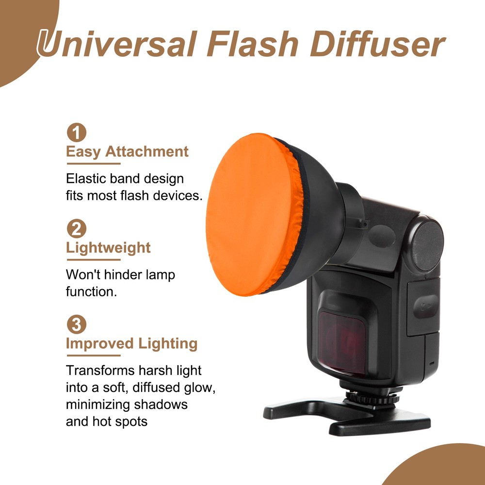 2pcs 7.1" x 7.1" Soft Mini Flash Bounce Diffuser Cap, for Flashlight, Orange