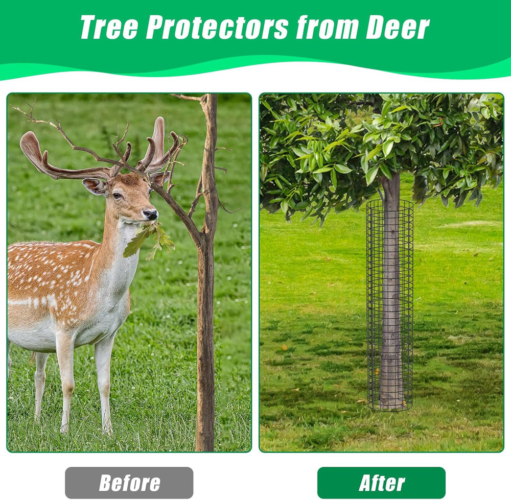 Tree Trunk Protector, 24 Pcs Metal Tree Guards Trunk Protector with Glove & Meta
