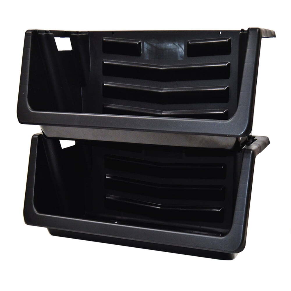 Heavy Duty Nesting Plastic Stack Bin, Black