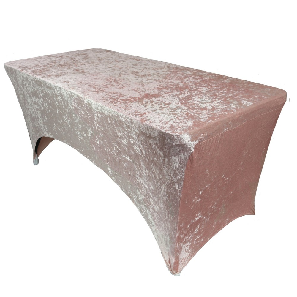 Velvet Folding 8ft Stretchy Modern Table Covers, Rectangular Fitted Tablecloths