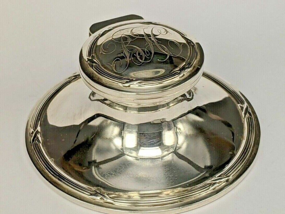 Edwardian 1906 Silver capstan Inkwell