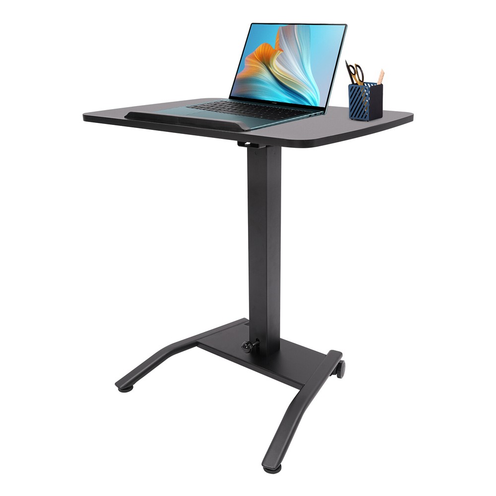 Adjustable 25.5“ Rolling Podium Desk Standing Lifting Computer Desk Black