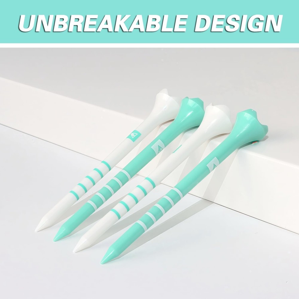 Premium Plastic Golf Tees with Mark System, Unbreakable, 60Pack, Size 31/4" &