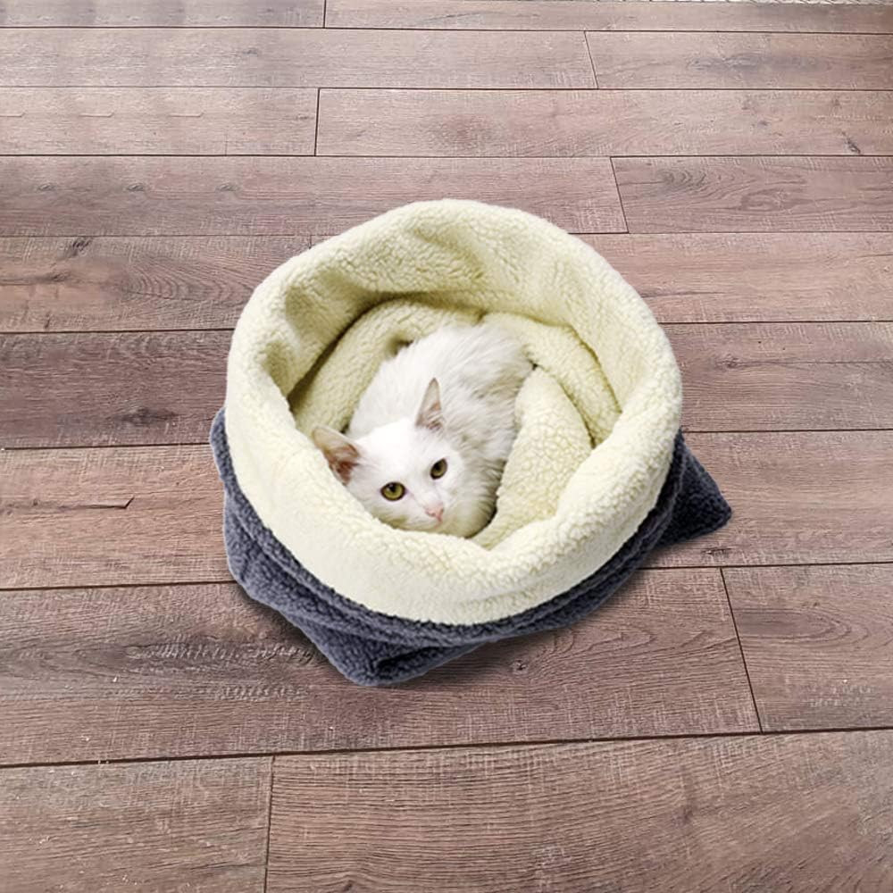 Cat Bed Cave Sleeping Bag, Pet Mat Self Warming Pad Sack for Cats and Small Dog