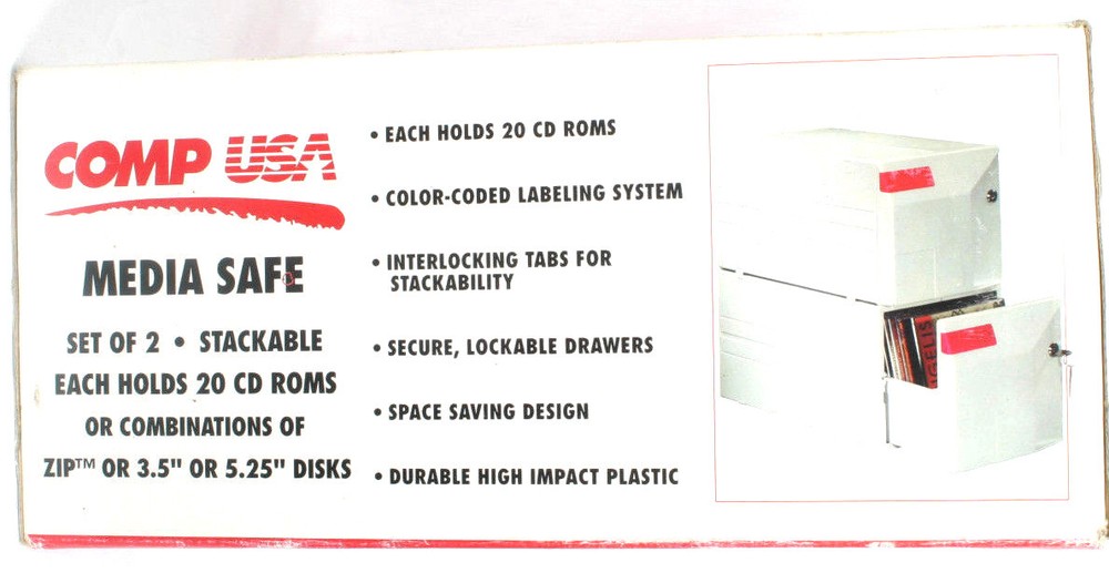 CompUSA CD/DVD/3.5"/5.25" Media 2 Locking Stackable Drawers