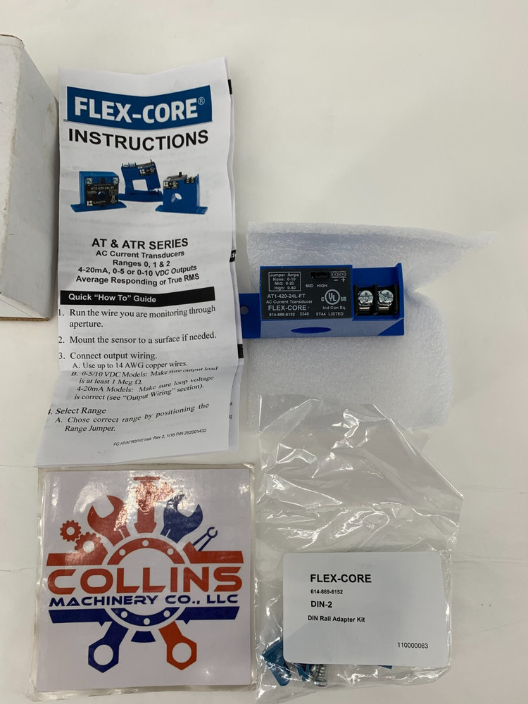 Flex-Core AT1-420-24L-FT Solid Core AC Current Transformer 0-10 0-20 & 0-50A