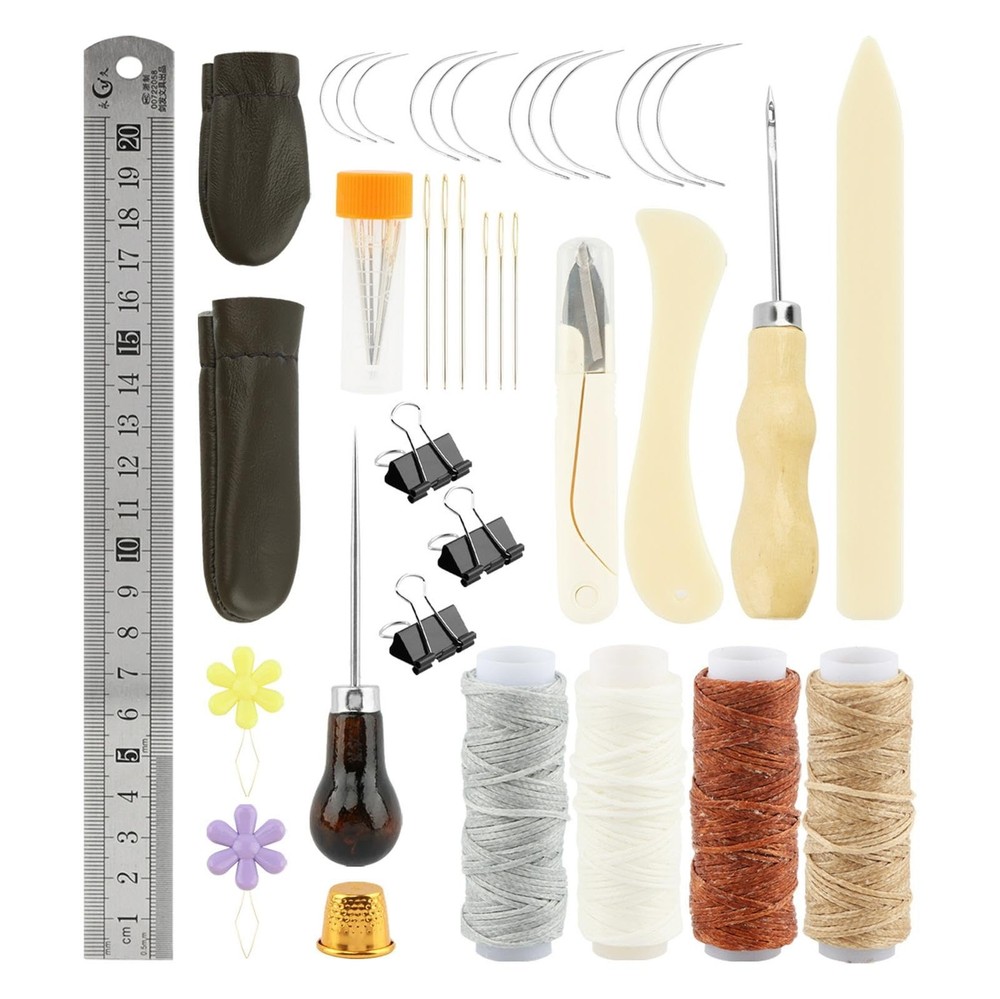 39pcs Book Binding Kits for Beginners,Hand Bookbinding Tools Kit with Bone Fo...