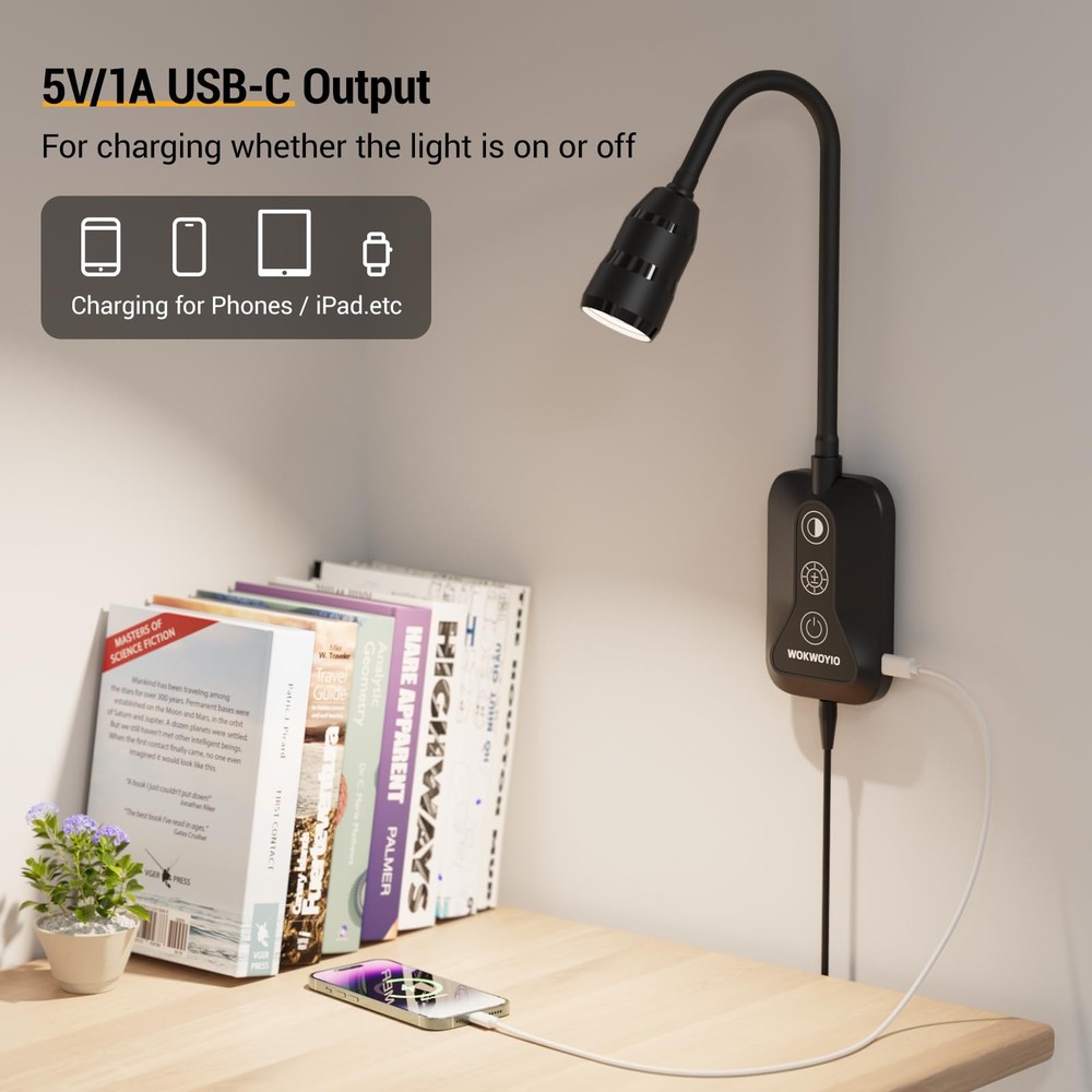 Wall Mounted Reading Light with Hand Sweep Sensor Switch, Book Light for Read...