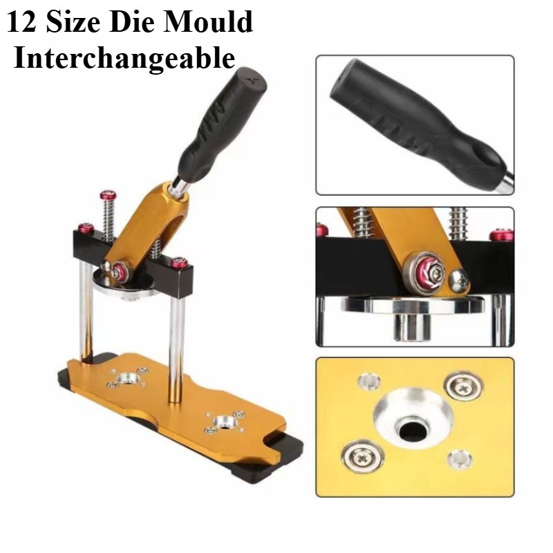 12 Size Die Mould Interchangeable Button Maker Rack Badge Making Mechine Kit