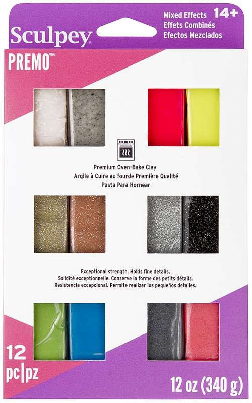 Premo Sculpey Polymer Clay Multipack 1oz 12/Pkg Mixed Effects