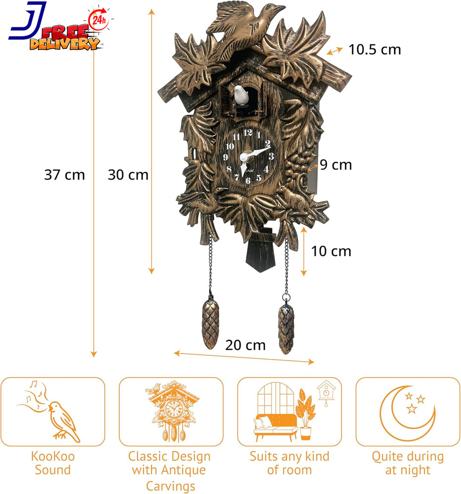 Chiming Cookoo Clock Brown Vintage Bird Flapping Cuckoo Clocks Volume Adjustable