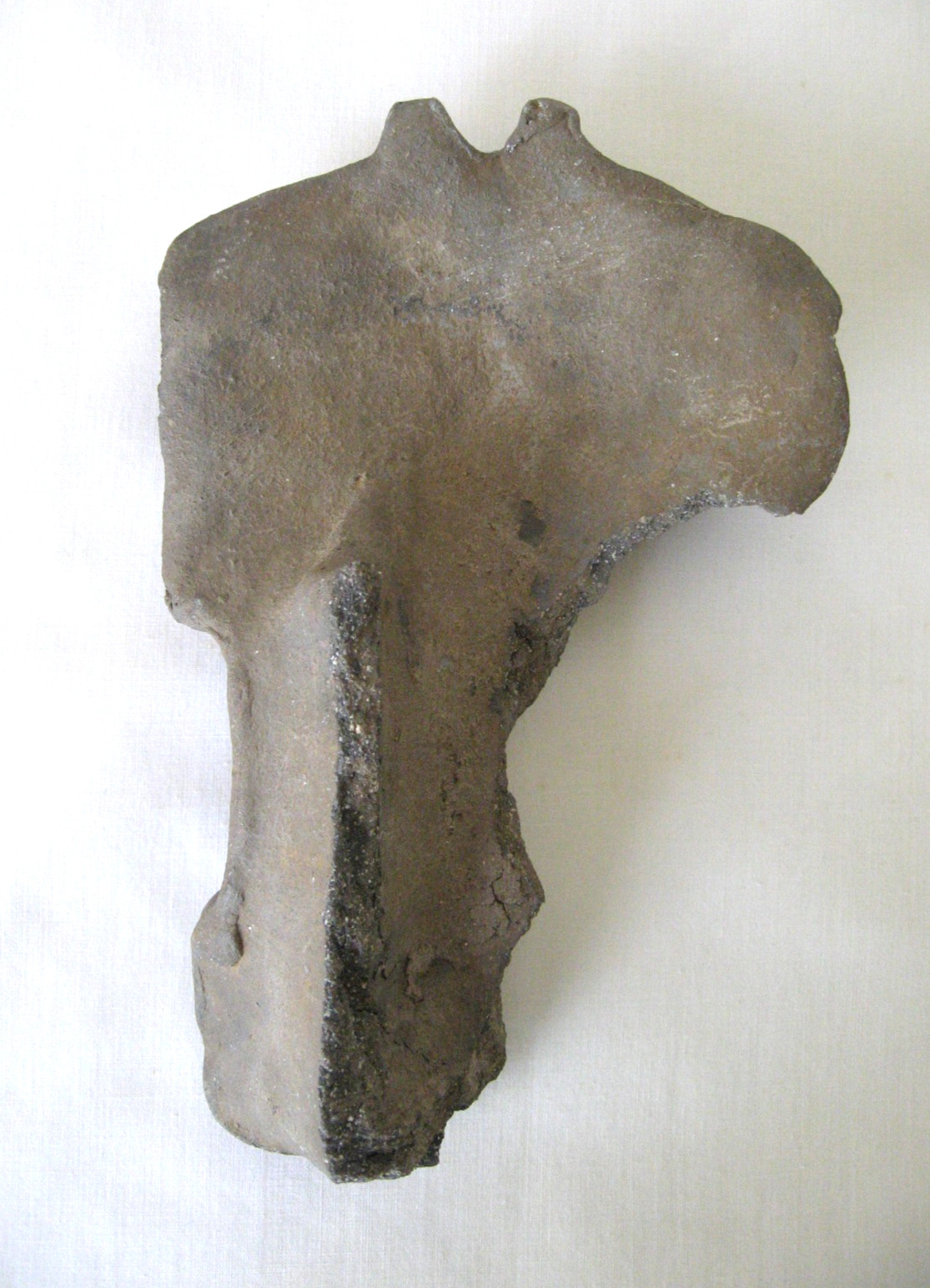 Pre-Columbian Mexican Ceramic Fragment with Heads of Jaguar and Man