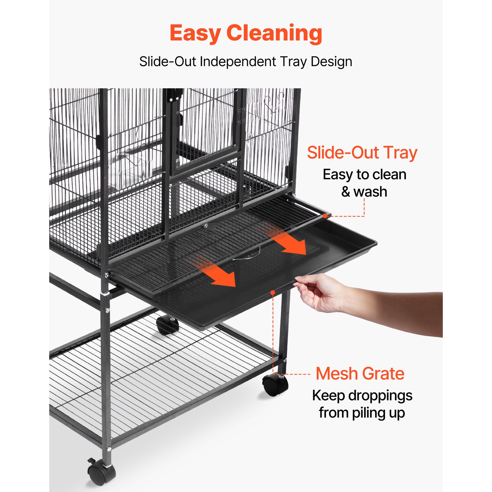 Uimoso Bird Cage with Flat Top, 24.6 x 16.7 x 53.9 inch, Durable Wrought Iron