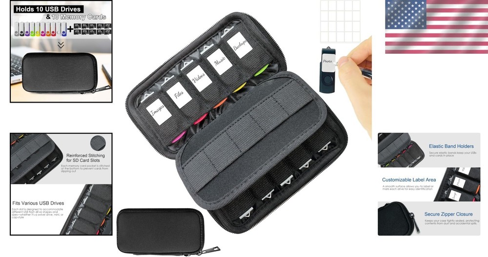 Protective USB Flash Drive Case with Elastic Slots - Ideal for Organizing Cards