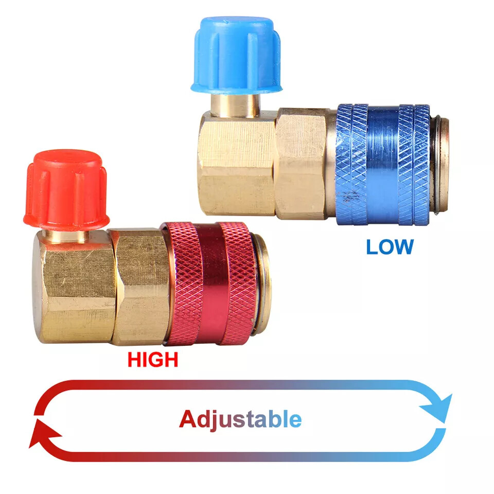 Quick Connector Adapter Conversion Coupler Auto A/C Manifold Gauge Low/High AC 2