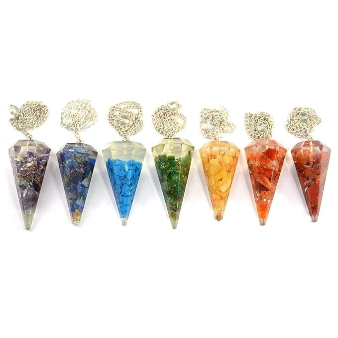 Natural 7 Chakra Dowser Pendulum Orgone Crystal Stone Dowser Pendulum Dowsing
