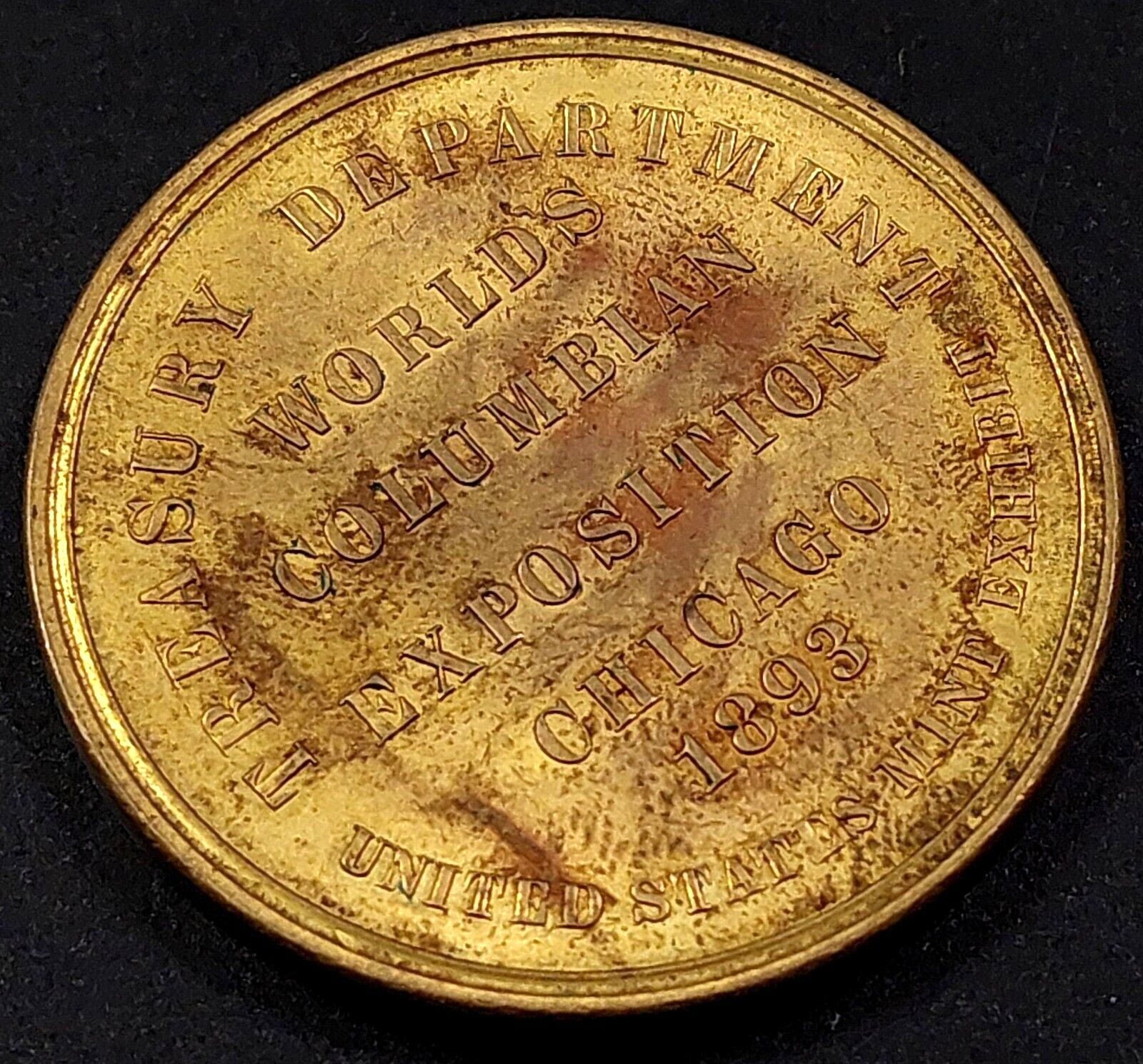 1893 World's Columbian Exposition Official Medal SC$, brass, HK-155! sku 11