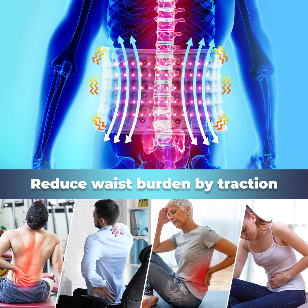 Inflatable Decompression Back Belt with Red Light Heating and Vibration Massager