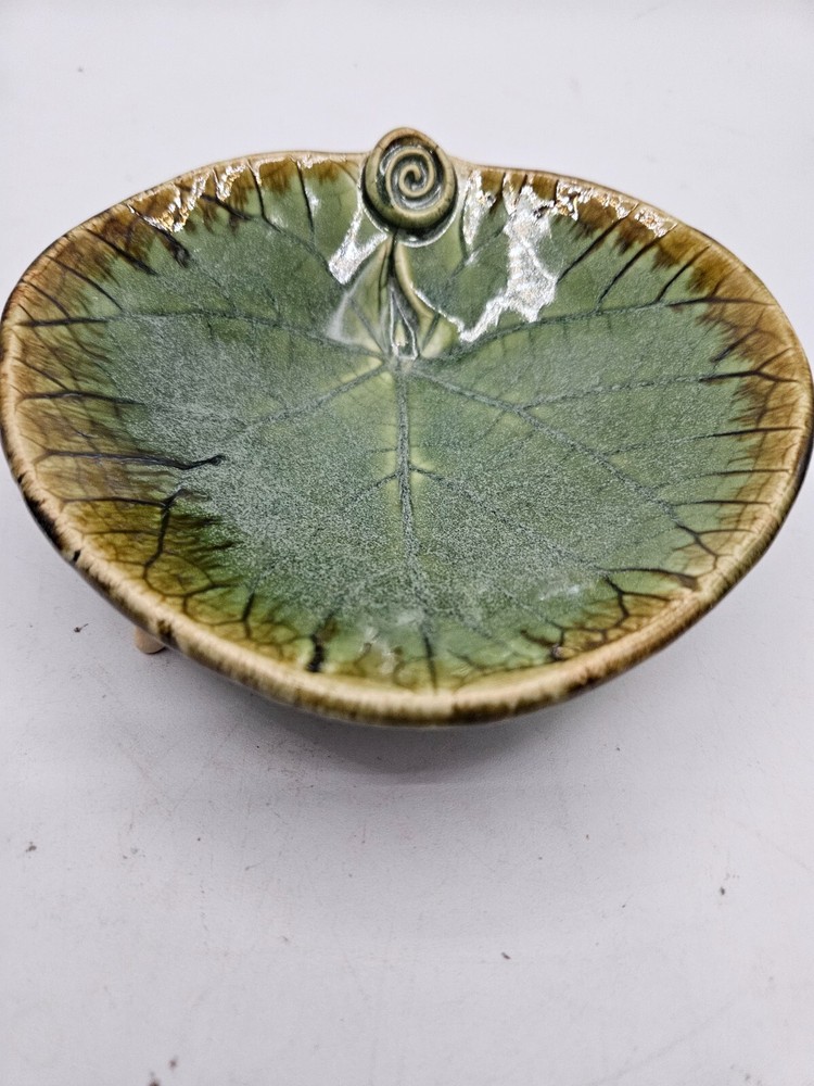 VTG Pottery Boys Hand Made Leaf Dish