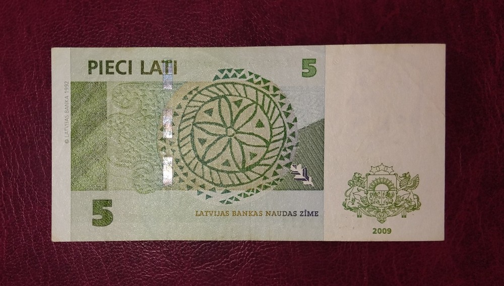 Latvia 5 lati banknote,2009year,normal condition