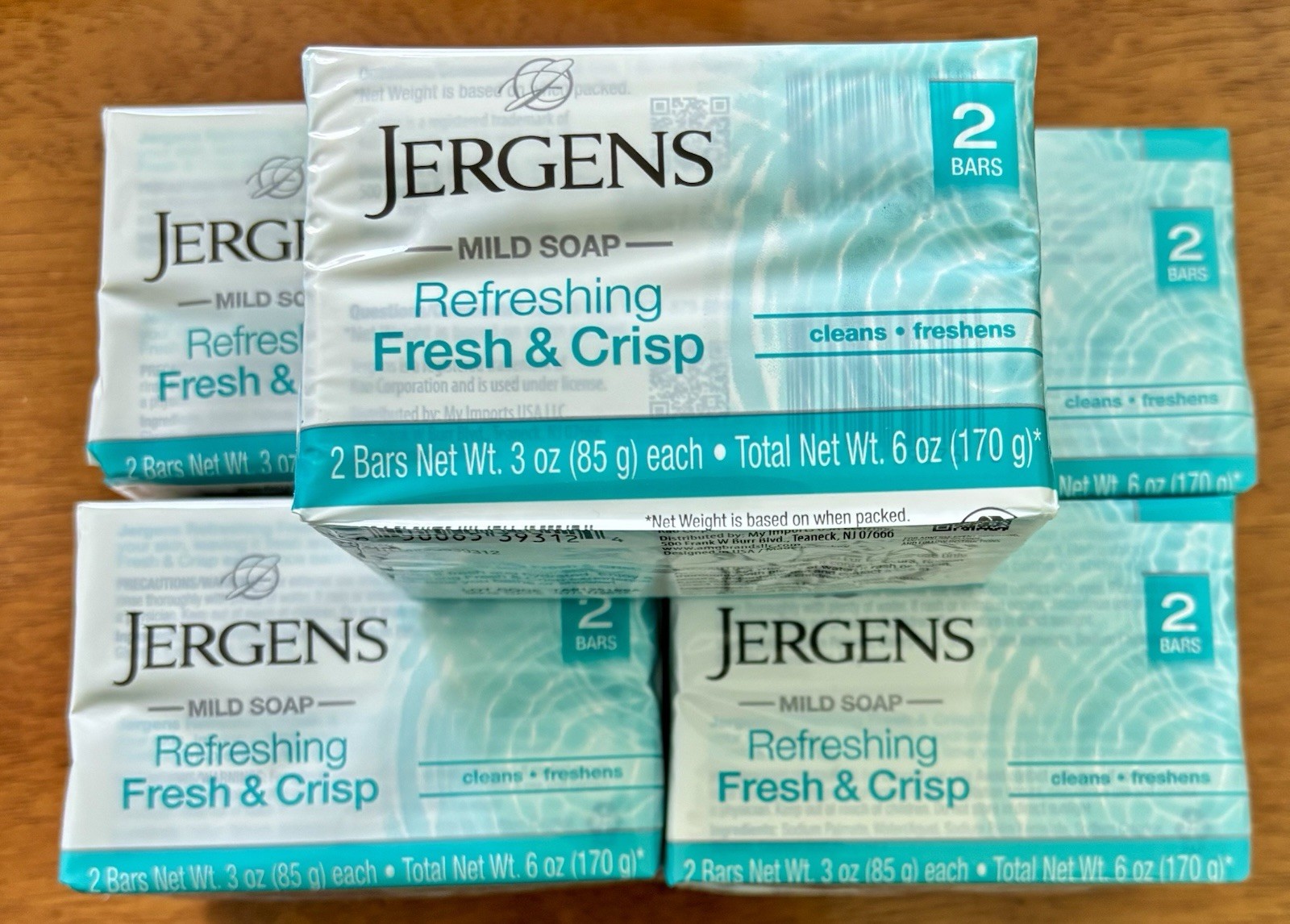 Lot of 5 (2) Packs of Jergens Mild Soap, Refreshing FRESH & CRISP. Total 10 Bars