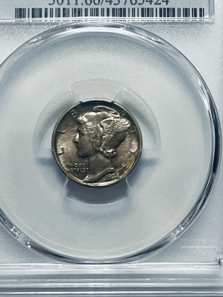 1938 Mercury Dime PCGS MS66FB Toned
