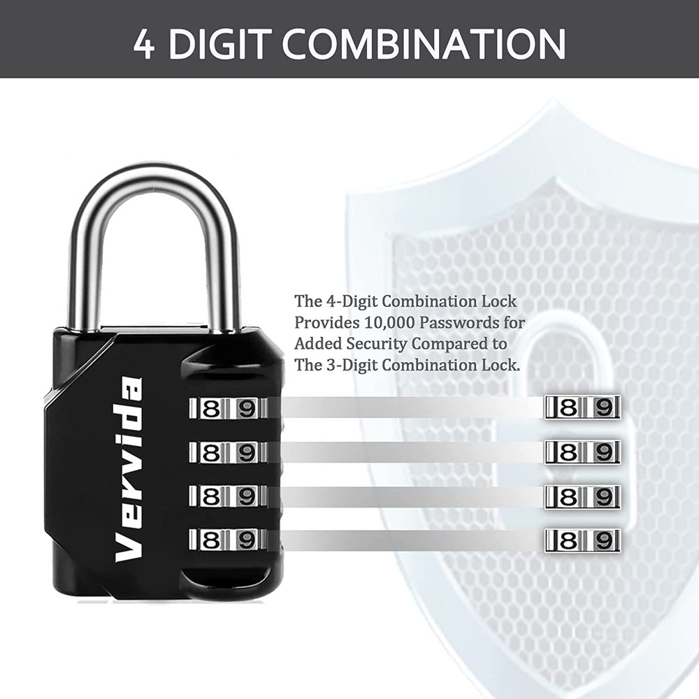 2 Pack Combination Lock Resettable 4-Digit Padlock Outdoor Waterproof