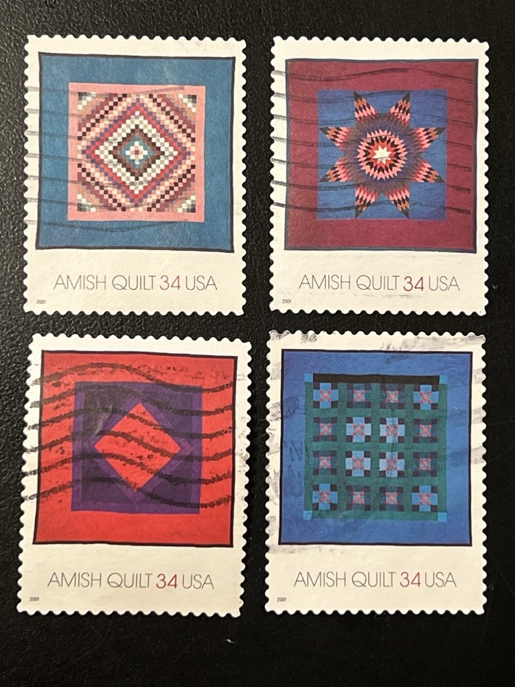US Used 4 Stamp Complete Set. Amish Quilts. .34c #3524-3527. Quantity Available.