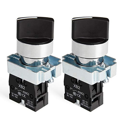 (Pack of 2) 22mm 2 Position Selector Switch Maintained 2 Position Maintained