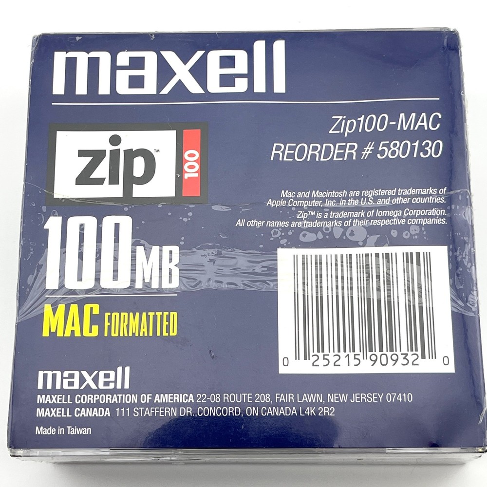 Maxell 100MB Mac Formatted Zip Disk 3 Pack New Factory Sealed