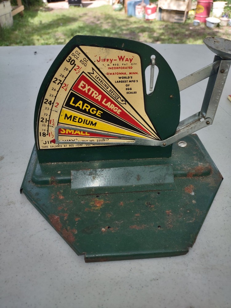 vintage green jiffy-way egg scale